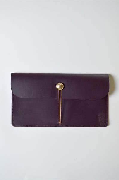 Leather Envelope Clutch, Aubergine - The Paris Market